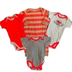 Gerber Onesies Bundle of 4 Red Black Gray Size 0-3 Months